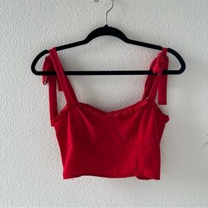 Red Crop Top with Bow Straps